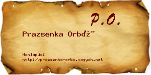 Prazsenka Orbó névjegykártya